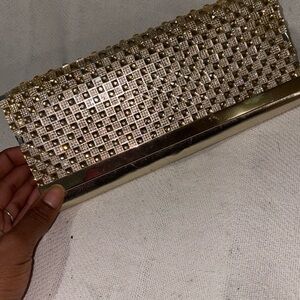 Glamorous Gold Textured Clutch Wristlet